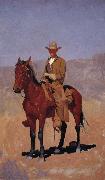 Frederic Remington Mounted Cowboy in Chaps with Bay Horse china oil painting reproduction